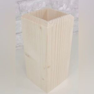 Small Wooden Vase for Home or Wedding Decor - 3.5" x 3.5" x 6" (raw)